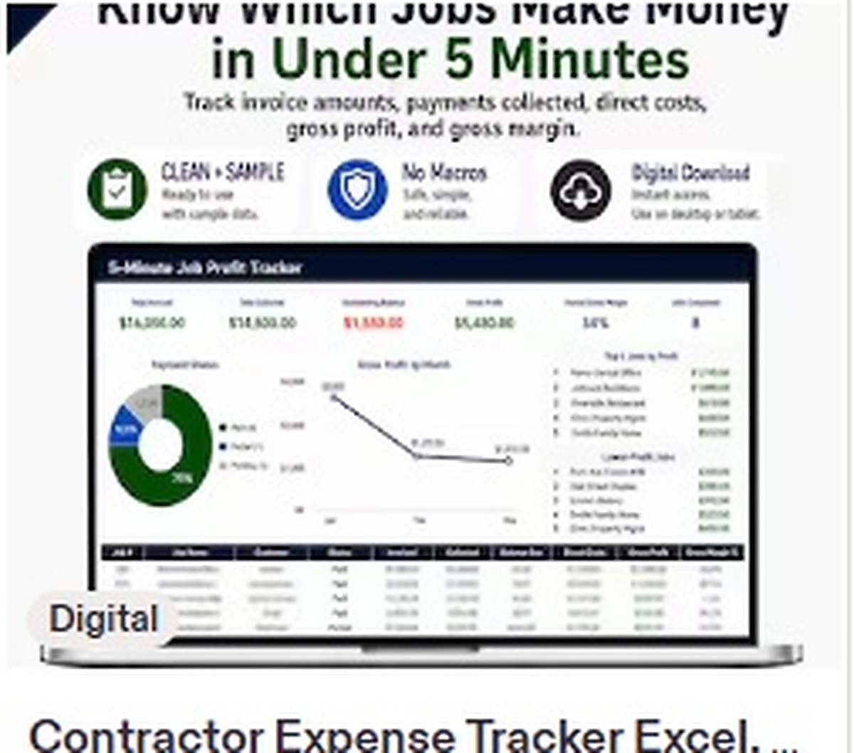 NorthAdTrack contractor expense tracker listing preview